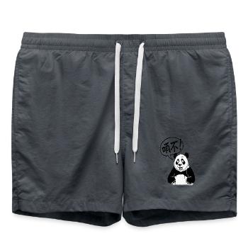 Talkative Panda in Black and White Cartoon - Swim Trunks -  - Front