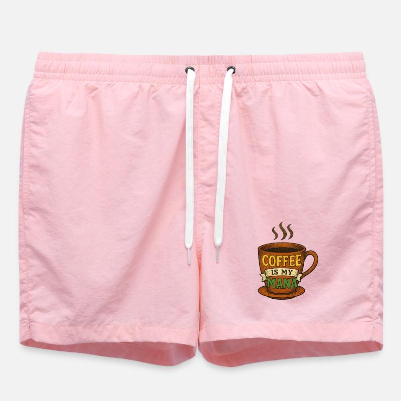 Coffee Mana Mug Illustration - Swim Trunks - pink