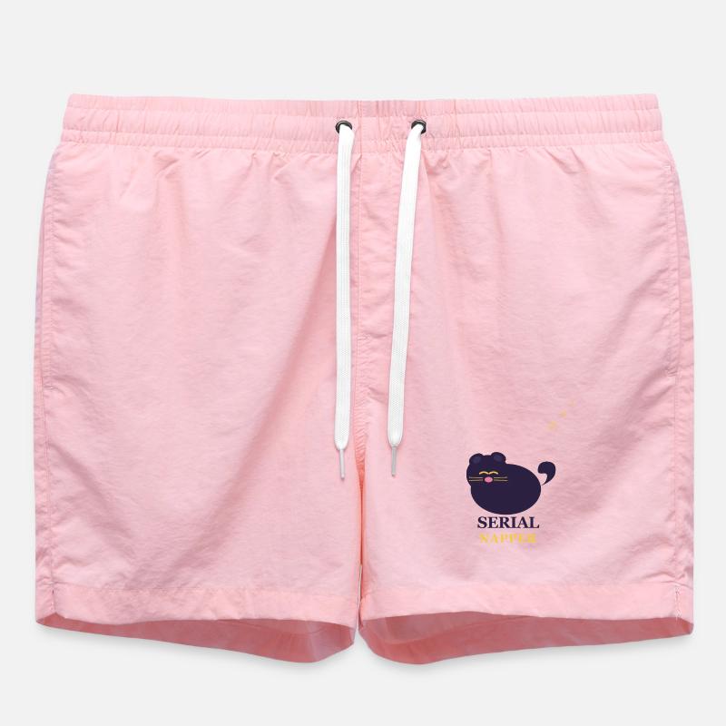 Serial Napper Cat - Swim Trunks - pink