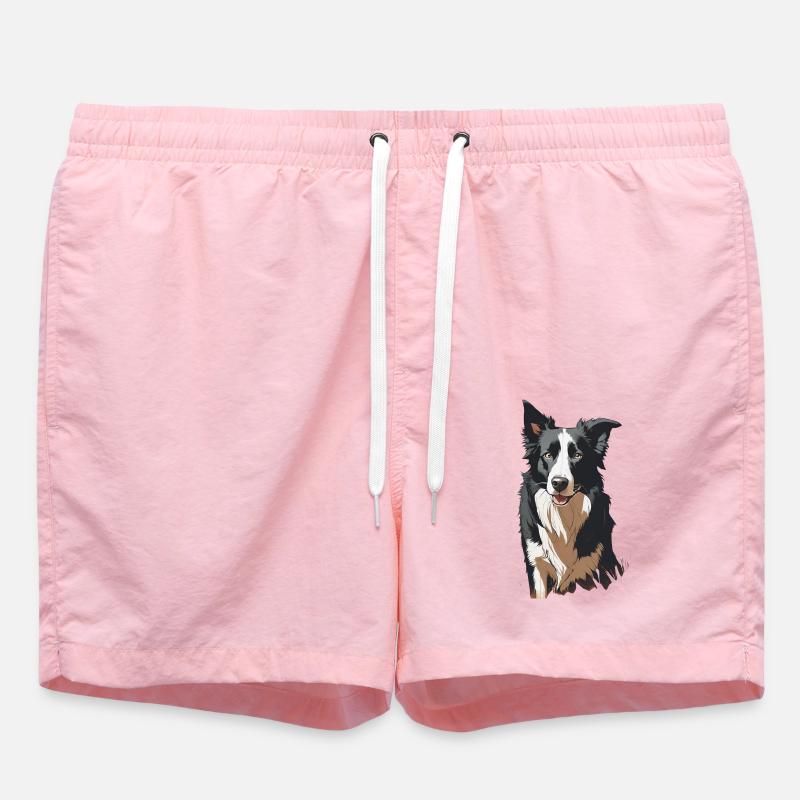 Border collie silhouette - Short de bain - rose