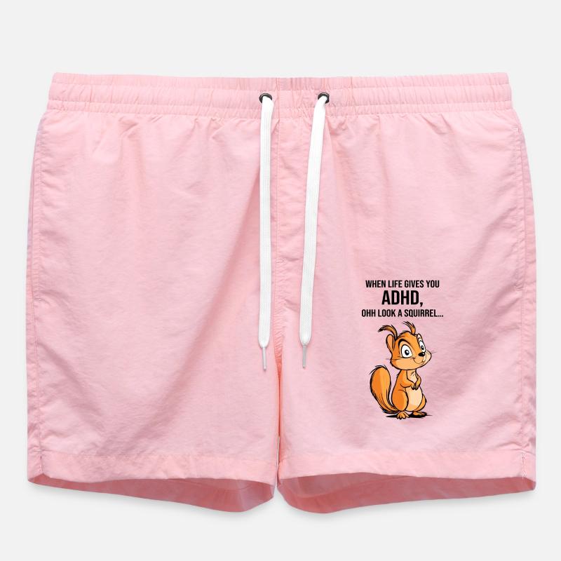 ADHD Squirrel - Swim Trunks - pink