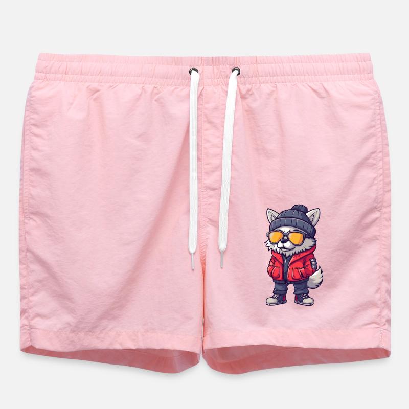 Wolf Cool Comic - Swim Trunks - pink