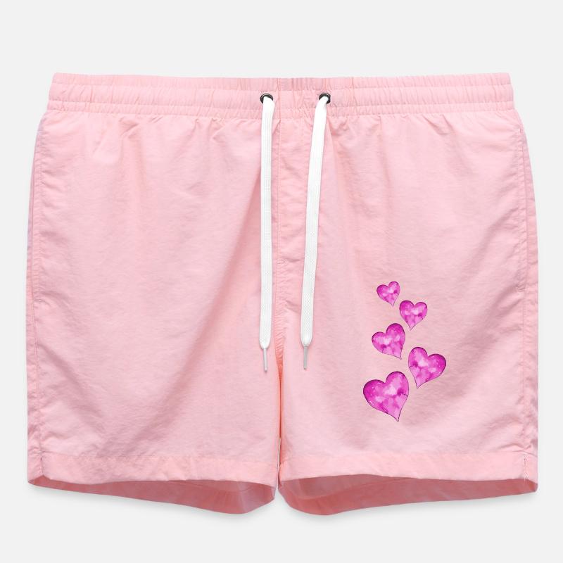 Hearts Symbol Wedding - Swim Trunks - pink