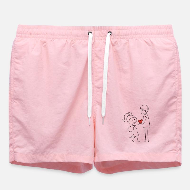 Friends exchanging affection - Swim Trunks - pink