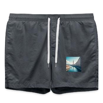 Clock Tower and European Urban Canal - Swim Trunks -  - Front