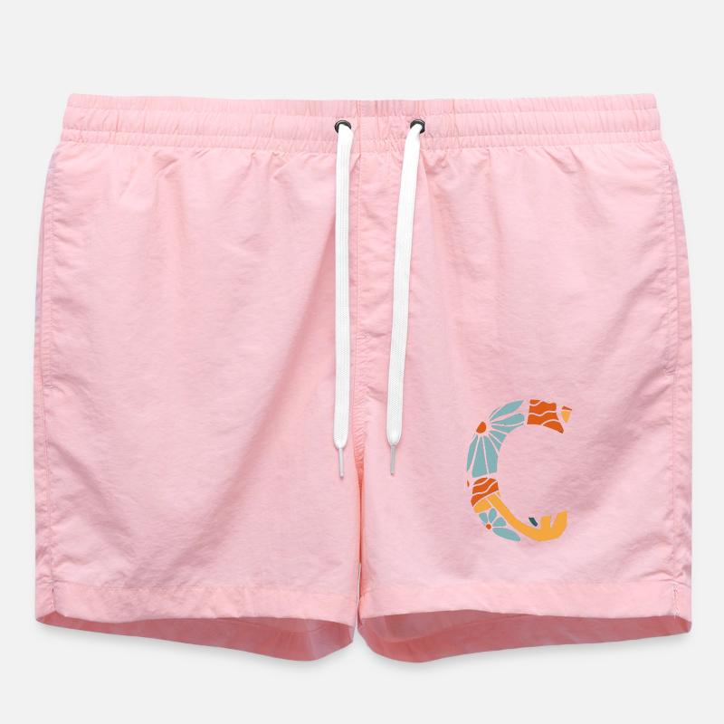 Lettre c fleurs groovy idée cadeau  - Short de bain - rose
