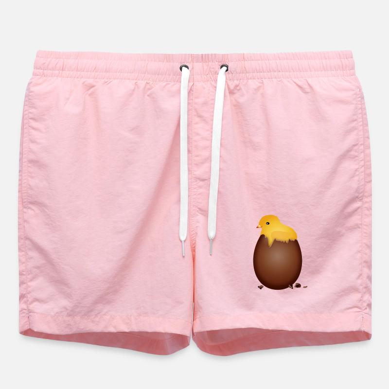 Chocolate Easter Egg with Cute Chick - Swim Trunks - pink