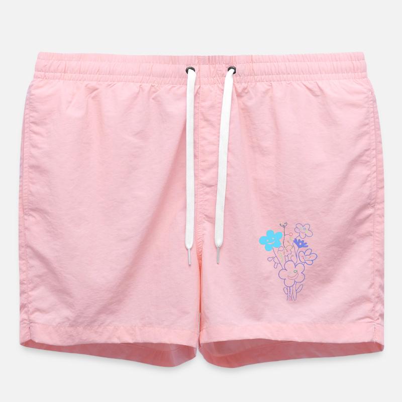 Fleurs joyeuses au trait néon - Short de bain - rose