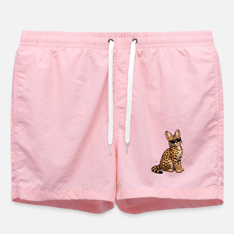 Savannah Cat - Swim Trunks - pink