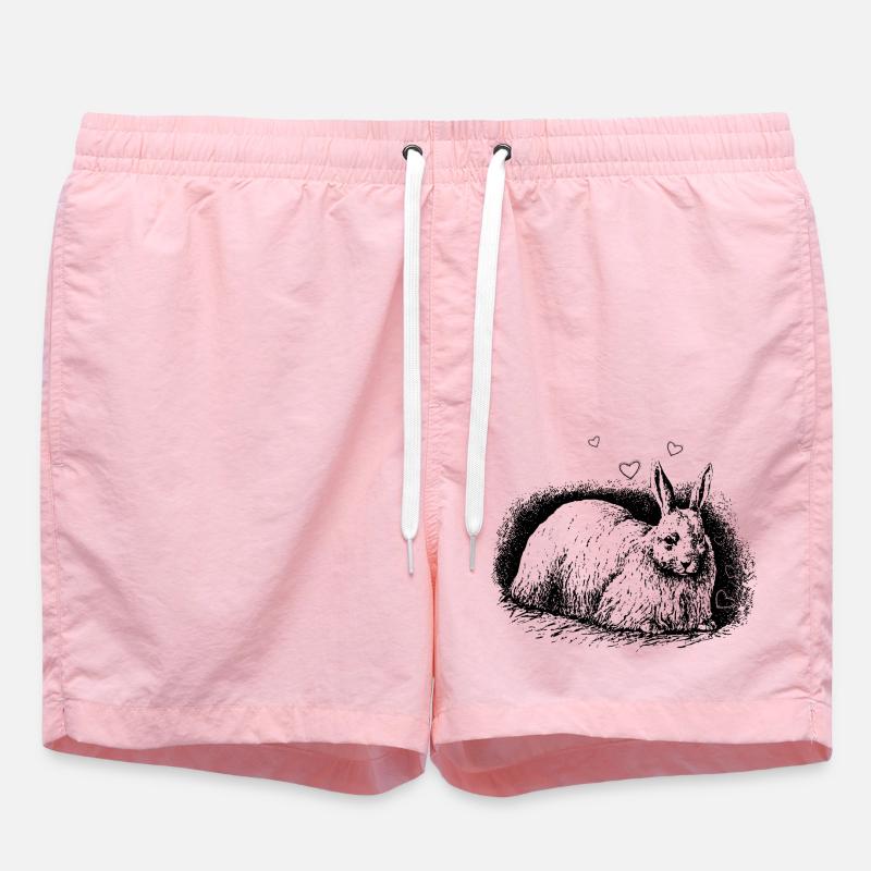 Lapin rétro avec coeurs noir - Short de bain - rose