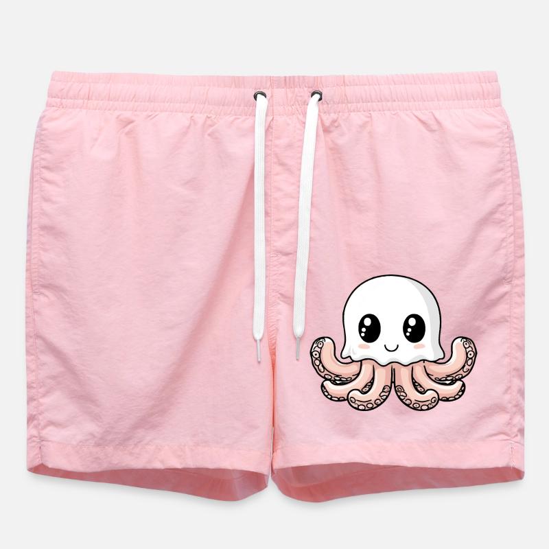 Octopus Halloween Comic Ghost - Swim Trunks - pink