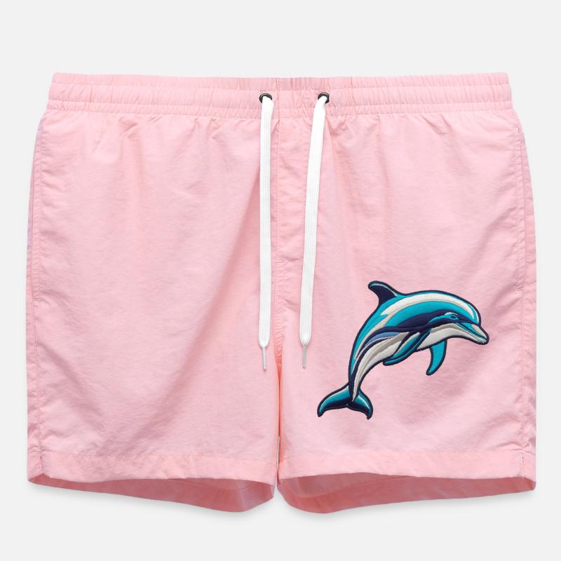 Gestickter Delfin - Badeshorts - Pink