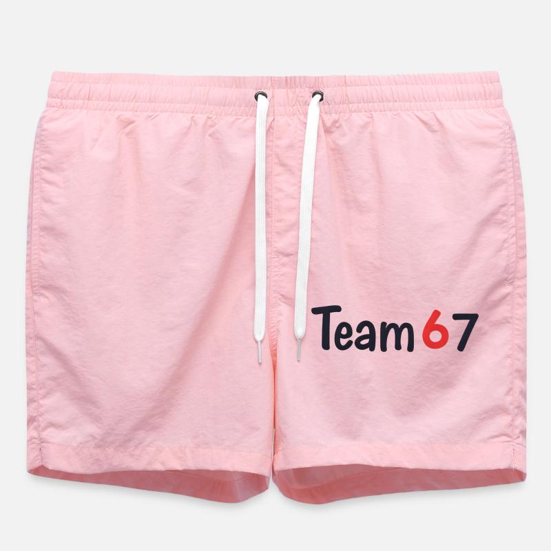 Team 6 7 – Design Texte Collectif - Short de bain - rose