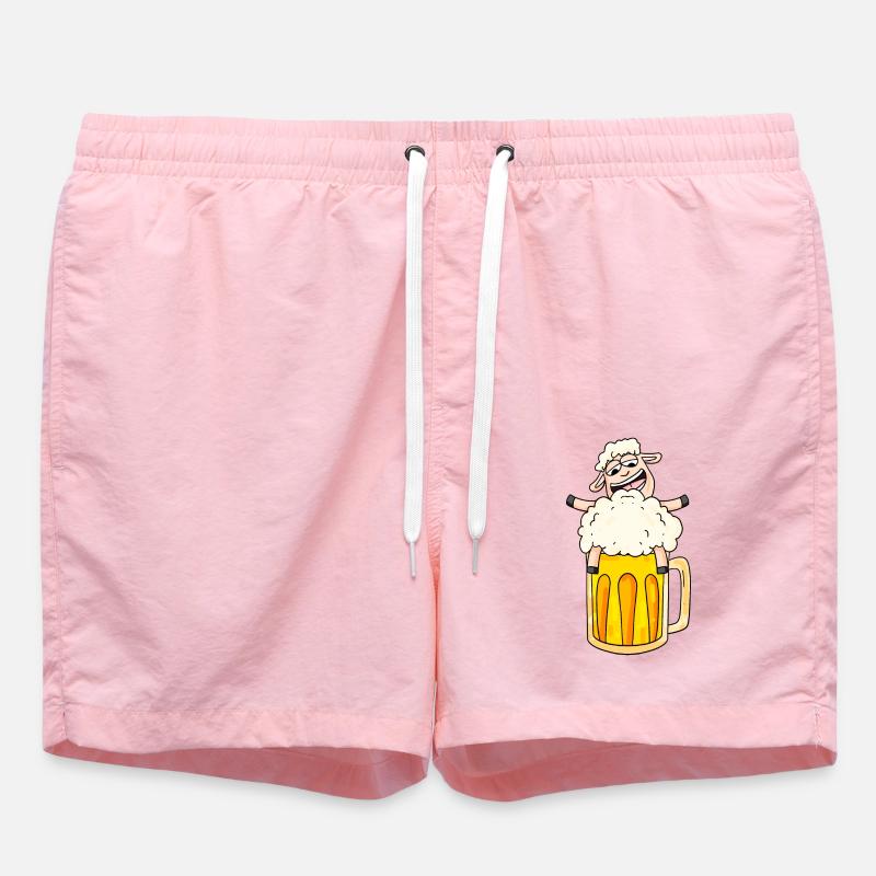 Beer Sheep Comic - Swim Trunks - pink