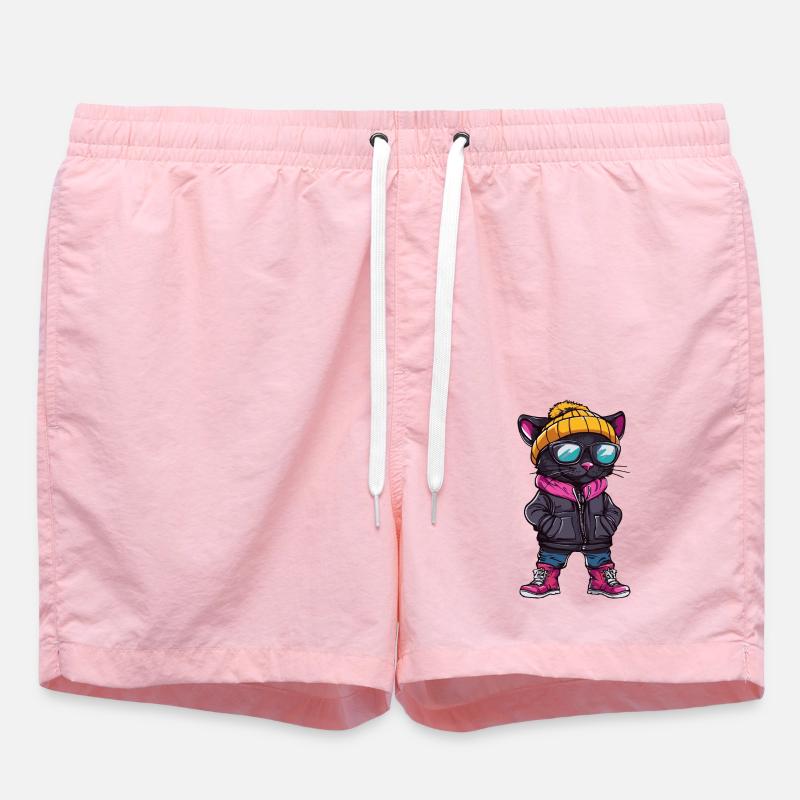 Panther Winter Comic - Swim Trunks - pink