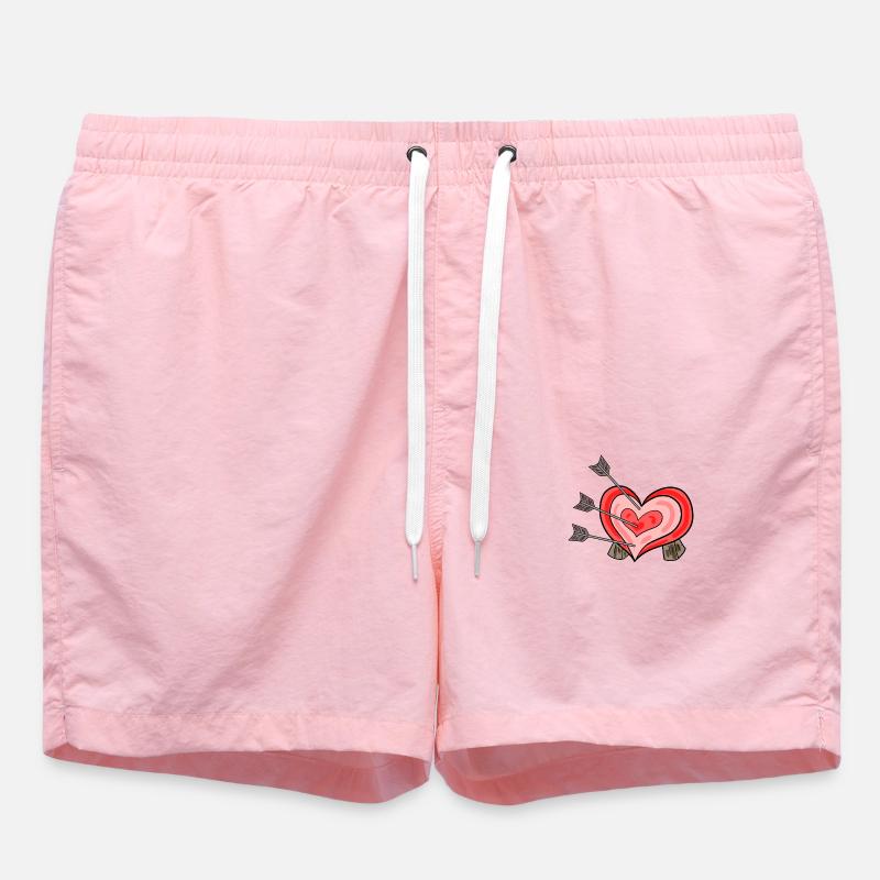 Arrows with heart target - Swim Trunks - pink