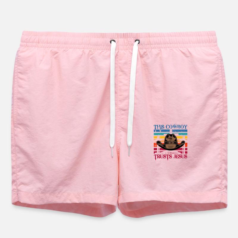 This Cowboy trusts Jesus - Swim Trunks - pink