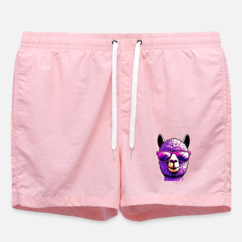 Alpaga avec lunettes de soleil - Short de bain - rose
