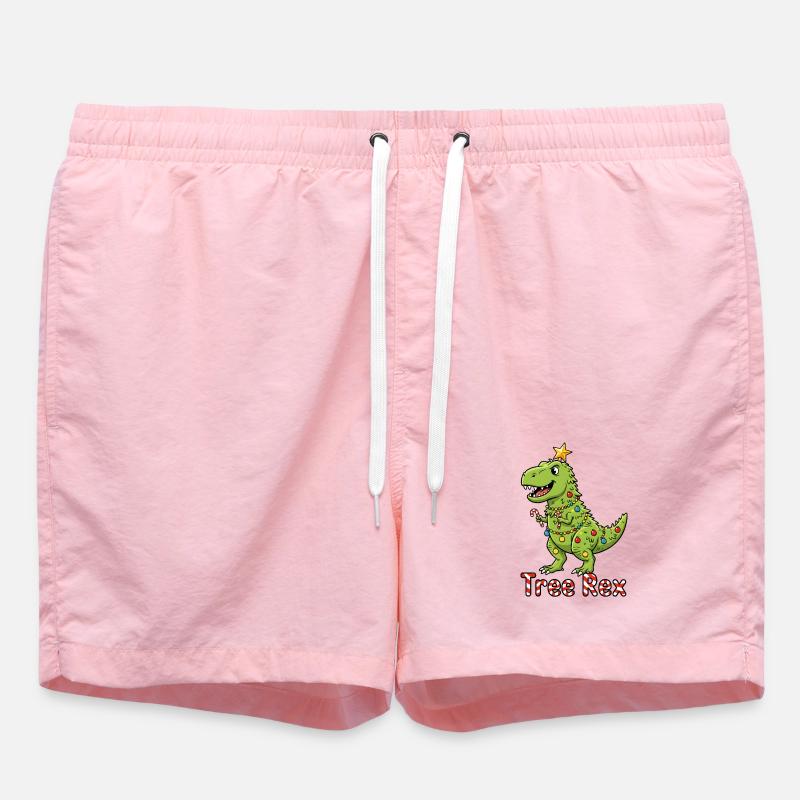 Tree Rex Christmas Trend - Swim Trunks - pink