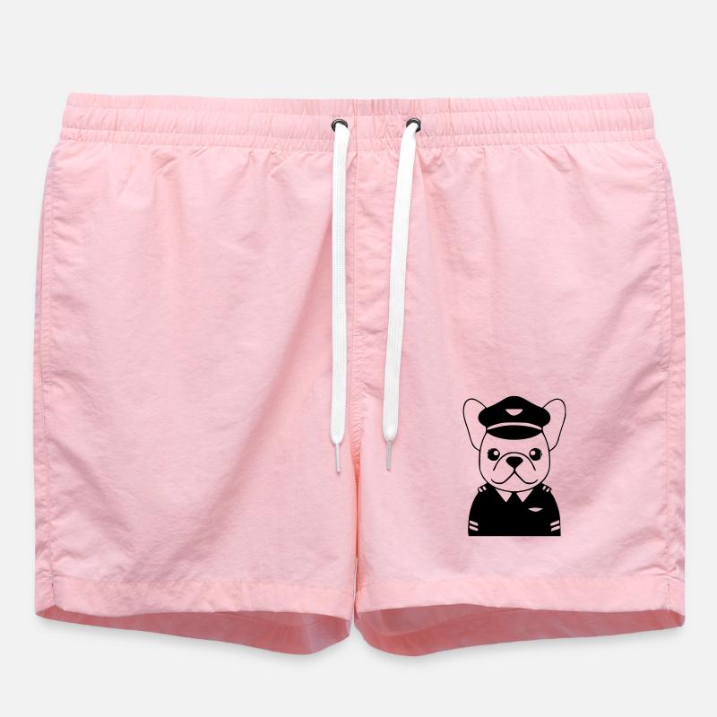 Frenchie Pilot Uniform Black - Swim Trunks - pink