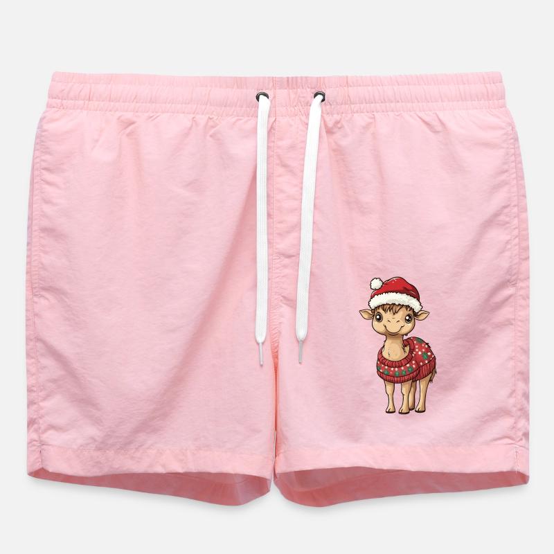 Camel Christmas Comic - Swim Trunks - pink