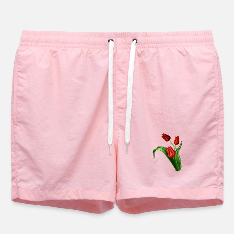 Illustration élégante de tulipes rouges - Short de bain - rose