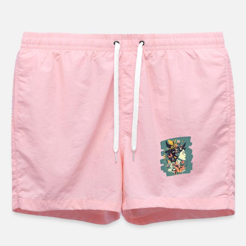 Spring Spring Beginning Flowers - Swim Trunks - pink