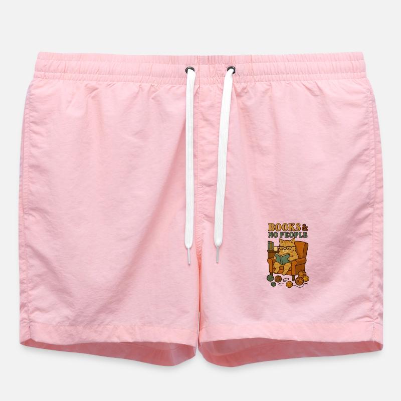 Cat reader in a comfortable armchair - Swim Trunks - pink