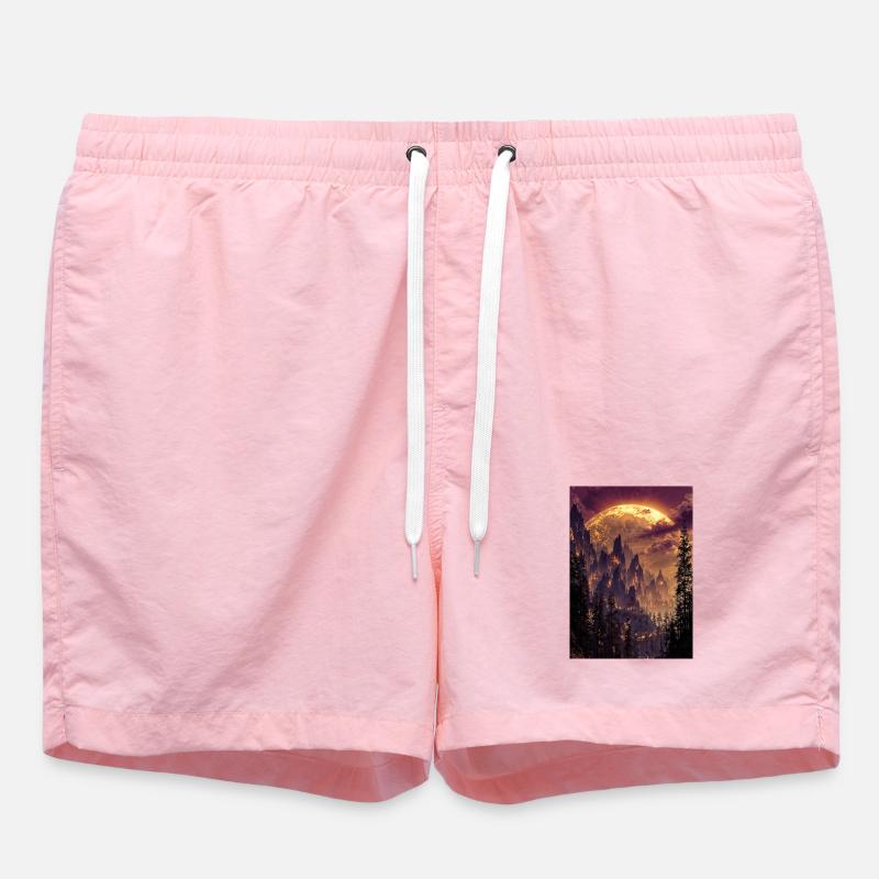 Feuriger Gipfel in der Abenddämmerung - Badeshorts - Pink