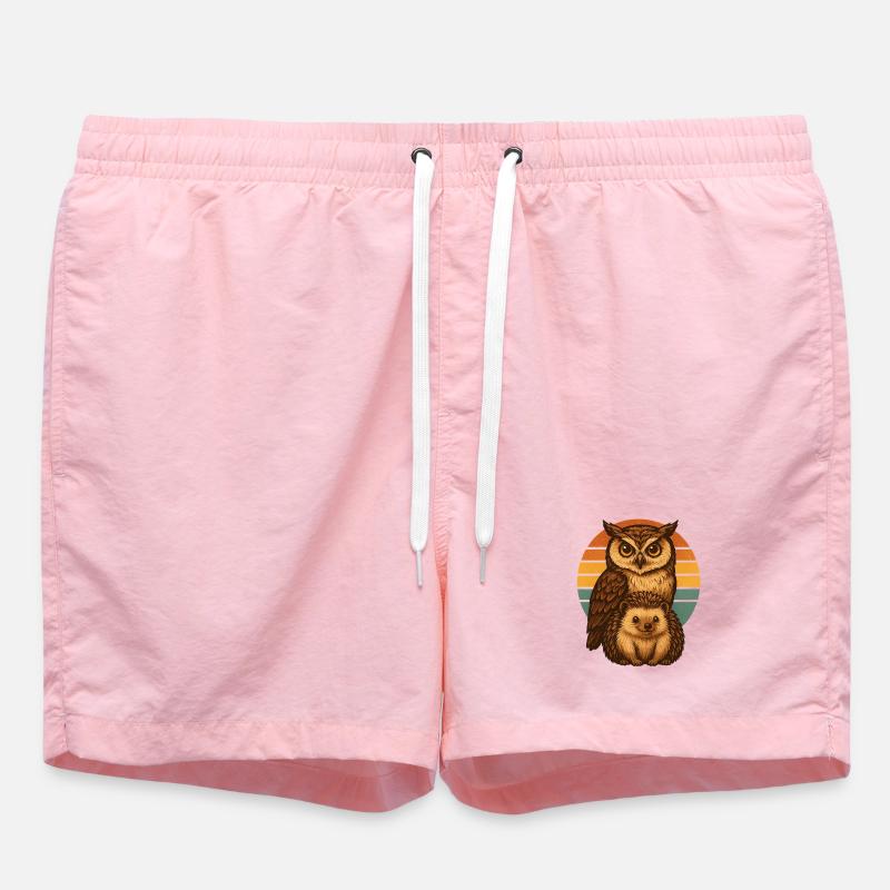 Owl Hedgehog - Swim Trunks - pink