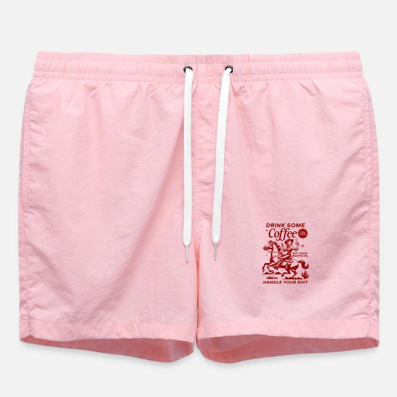 Drink Some Coffee, Handle Your Shit - Swim Trunks - pink
