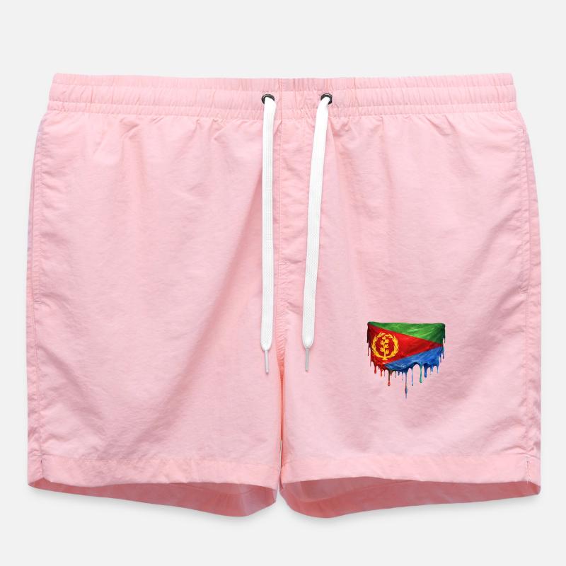 Eritrea Flag Drop Design - Swim Trunks - pink