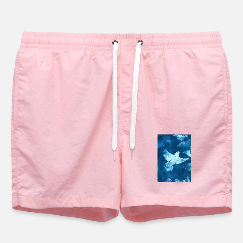Blue Dove Peace Visual - Swim Trunks - pink