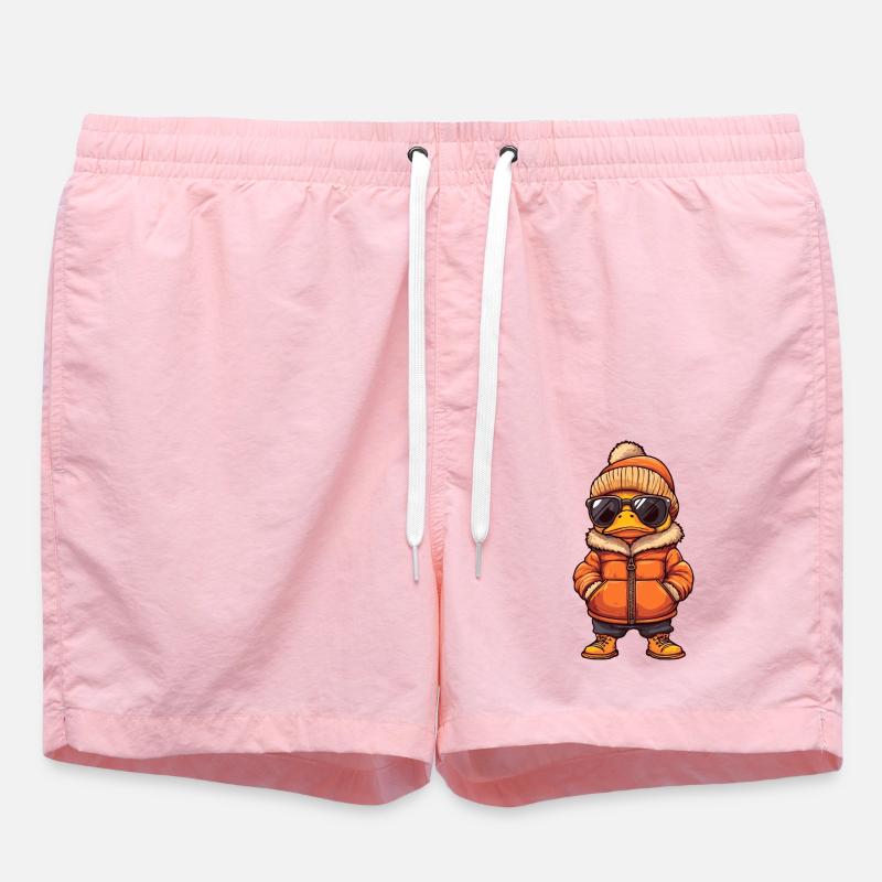 Duck Winter Comic - Swim Trunks - pink