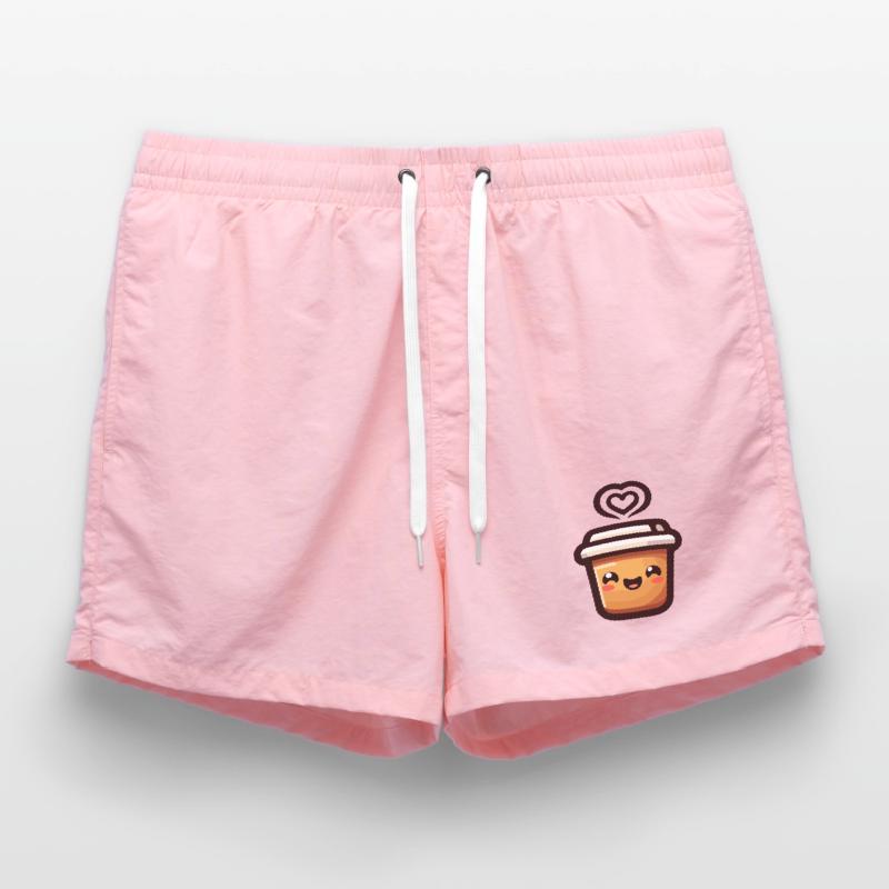 Caffeine Cutie: The Joyful Java Swim Trunks