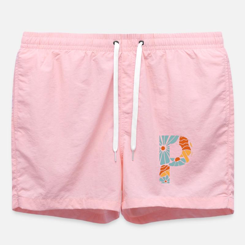 Lettre p fleurs groovy idée cadeau  - Short de bain - rose