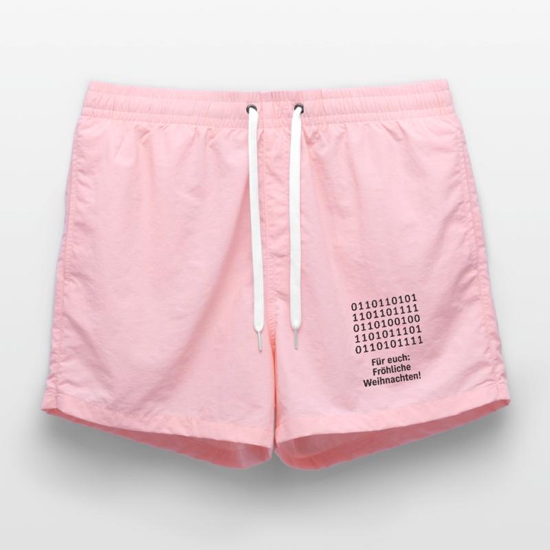 Christmas Code Binary Pattern Swim Trunks