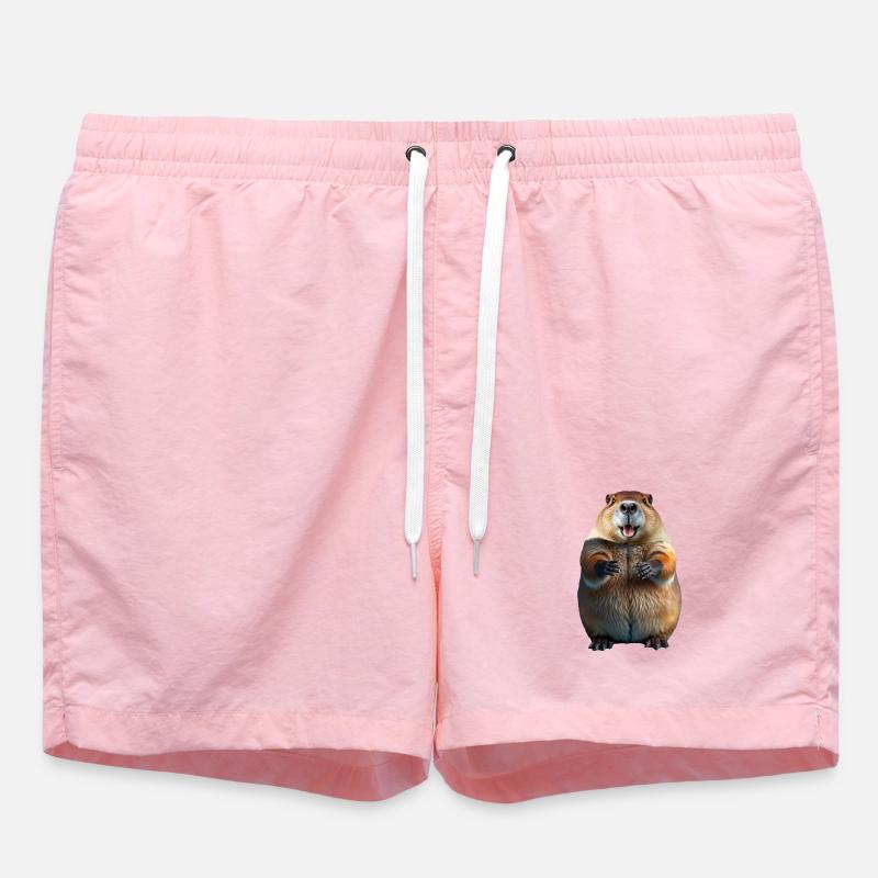 Castor Sourire Amical 3D Cartoon - Short de bain - rose