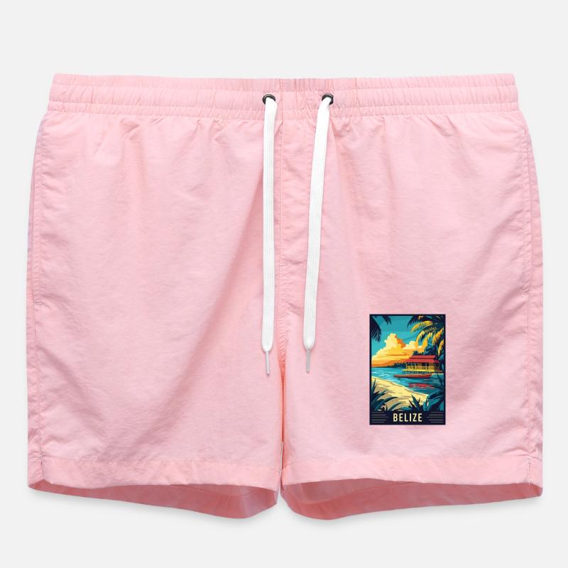Explore Tropical Paradise of Belize - Swim Trunks - pink