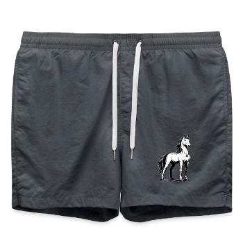 Pferd_stehend_Schwarz-White - Swim Trunks -  - Front