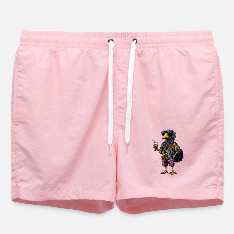 Ostrich Comic Summer - Swim Trunks - pink