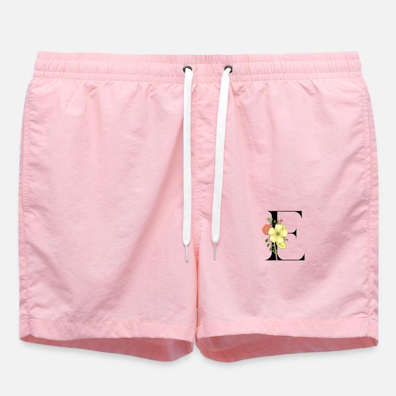 Eleganter Buchstabe 'E' mit Blumen - Badeshorts - Pink