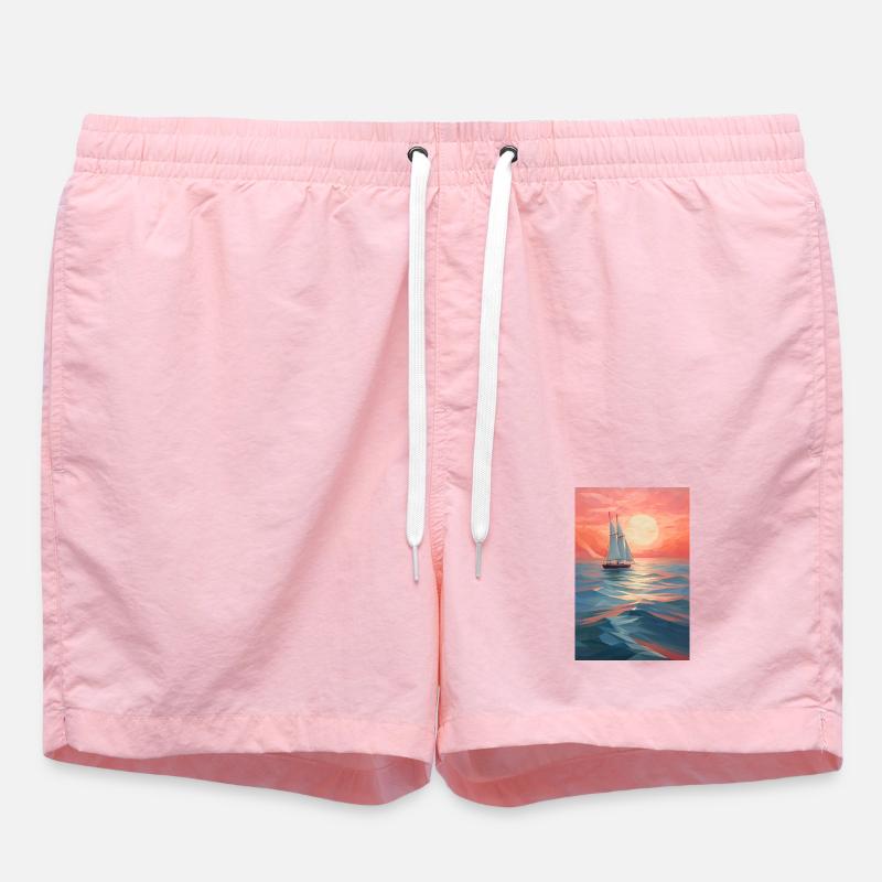 Paysage Maritime dans un style géométrique - Short de bain - rose