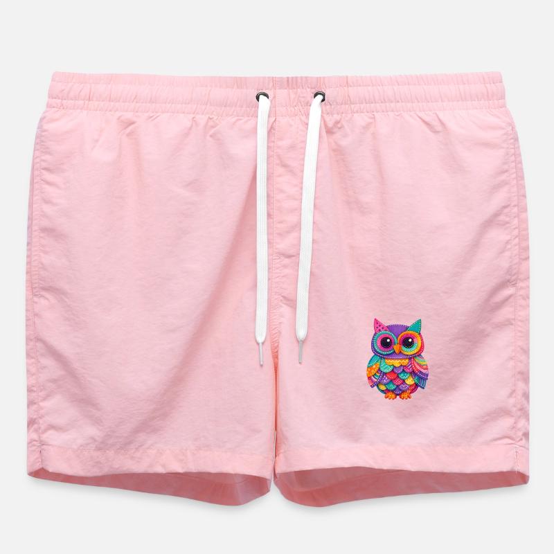 Patchwork Owl Magic - Swim Trunks - pink