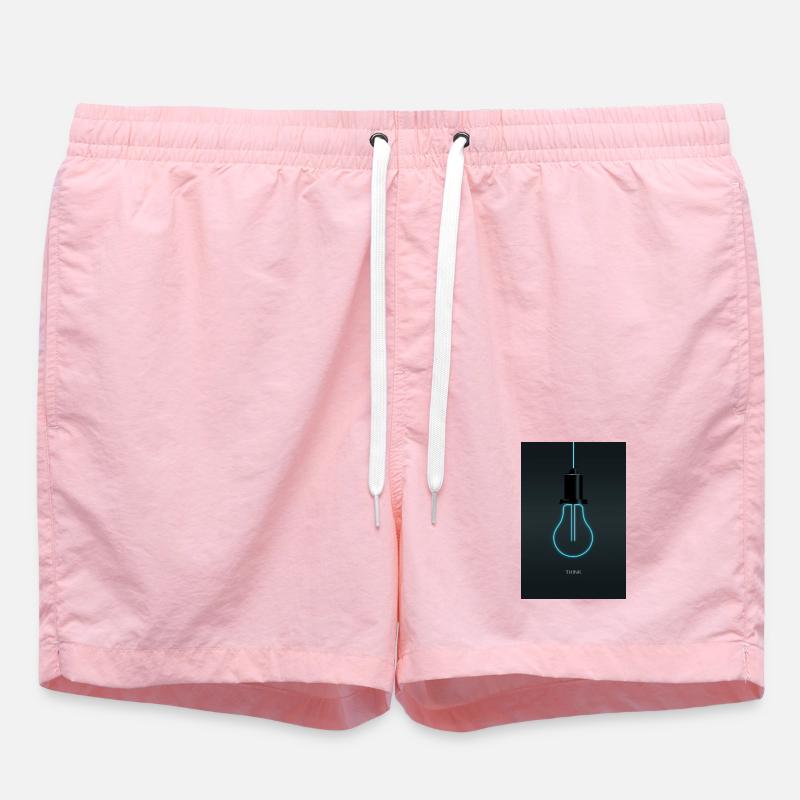 Think – Creative Neon Idea in Electric Blue - Swim Trunks - pink