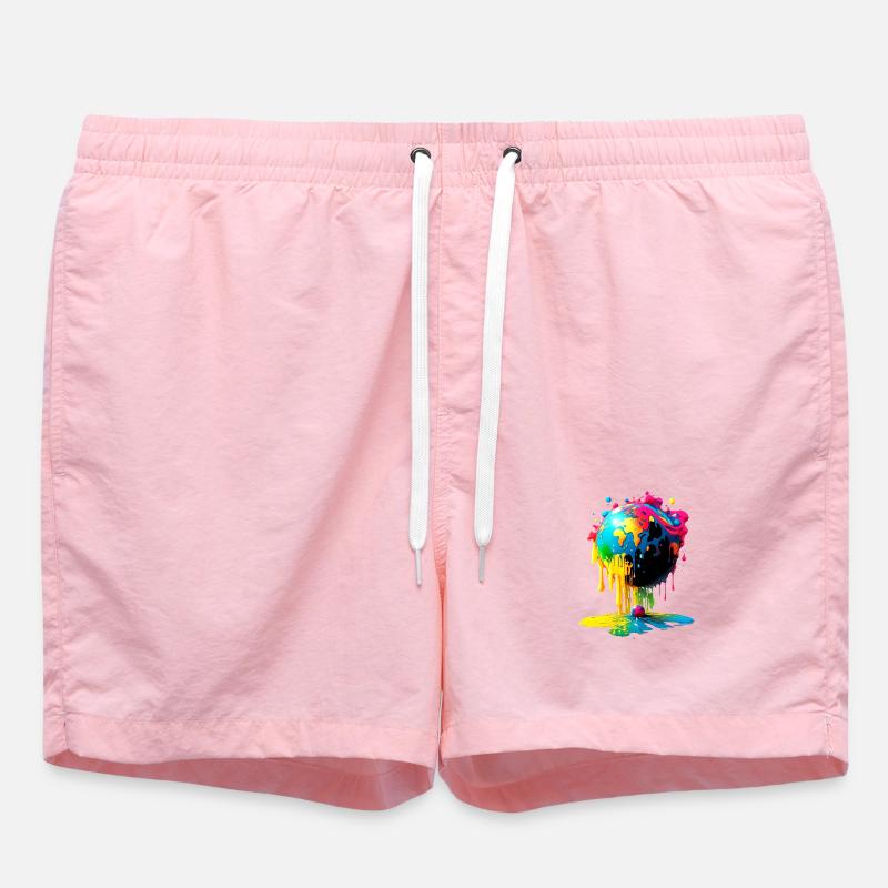 Globe - Earth - Globe - Swim Trunks - pink