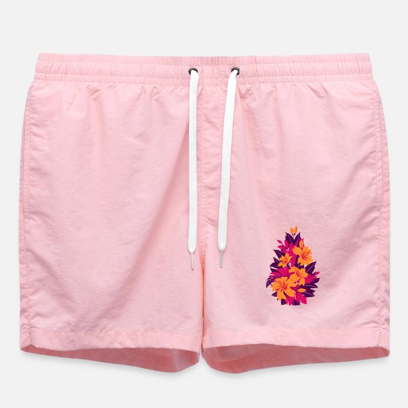 Fleurs de feu néon en hibiscus - Short de bain - rose