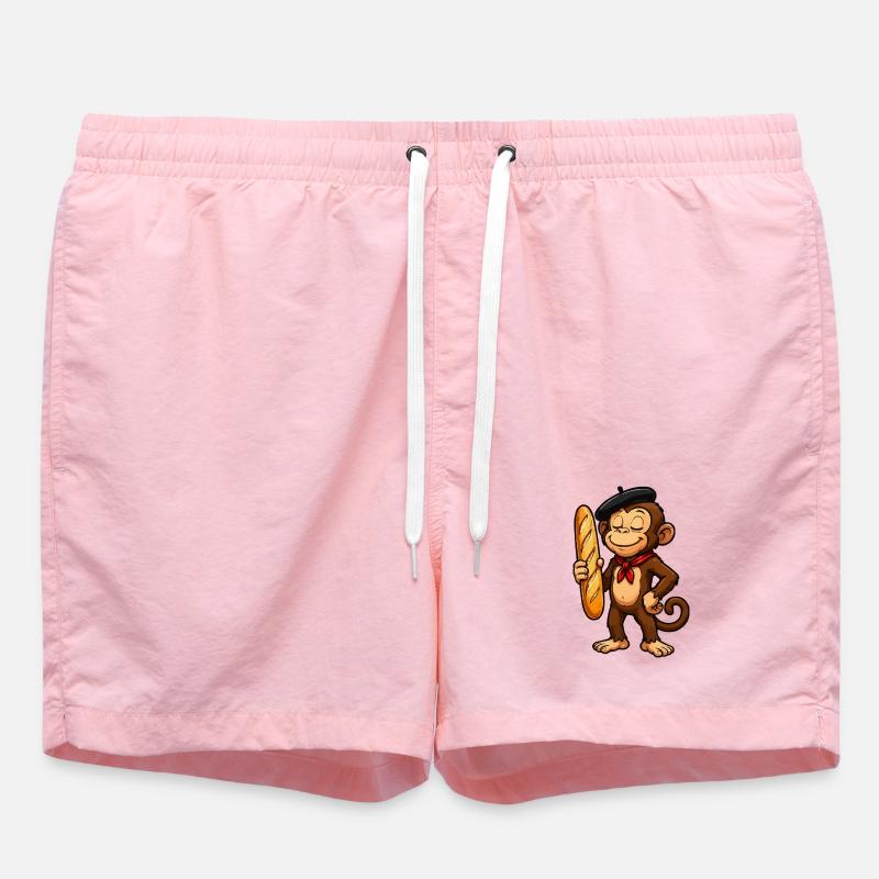 Baguette monkey with beret - Swim Trunks - pink