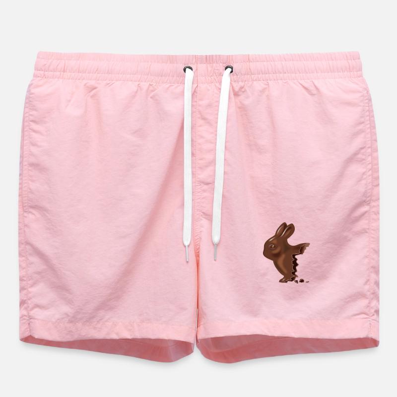 Bitten chocolate Easter bunny - Swim Trunks - pink