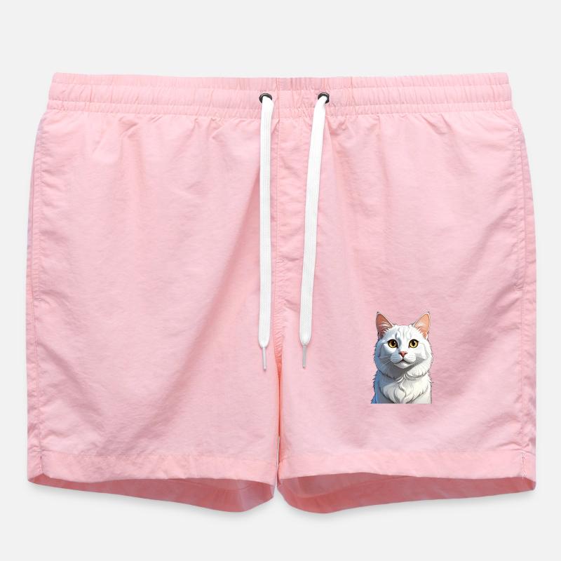 Chat blanc - Short de bain - rose